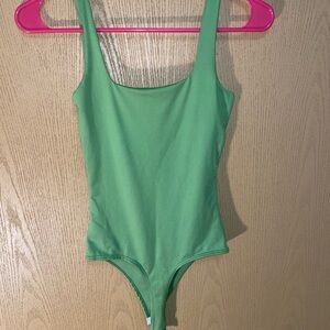 Women’s Green Scoop Neck Bodysuit